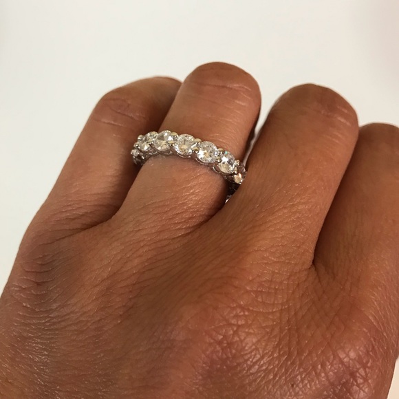 Sterling Silver Pave Setting CZ Eternity Band - Picture 5 of 7